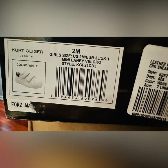 New Kurt Geiger White Leather Sneakers Size 2 - Picture 9 of 9